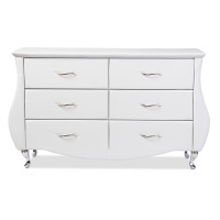 Baxton Studio BBT2039-White-Dresser Enzo White Faux Leather 6-Drawer Dresser